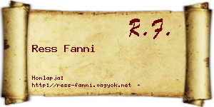 Ress Fanni névjegykártya